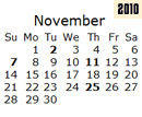 Events Calender November 2010 New York City